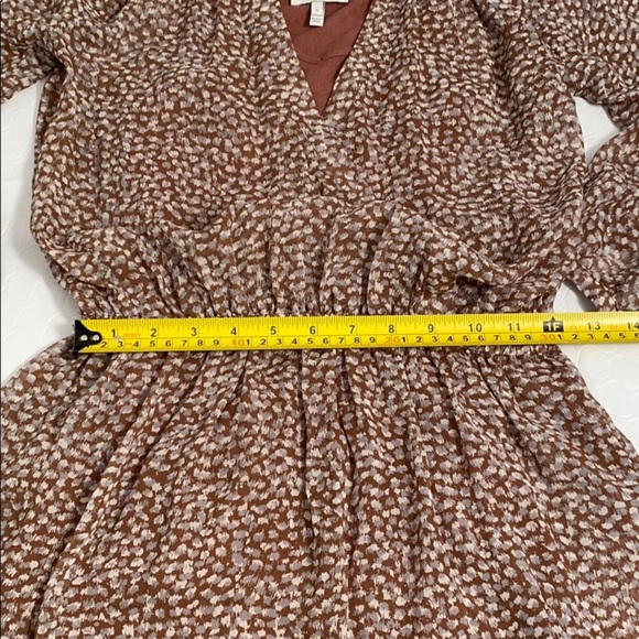 Joie silk v-neck blouson dress brown and gray - Picture 6 of 13
